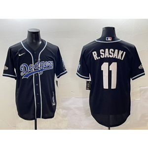 MLB Dodgers 11 R.Sasaki Black 2024 World Series Champion Nike Cool Base Men Jersey