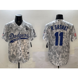 MLB Dodgers 11 R.Sasaki Camo Nike Cool Base Men Jersey