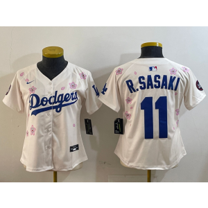 MLB Dodgers 11 R.Sasaki Cream 2025 Tokyo Series Nike Cool Base Youth Jersey