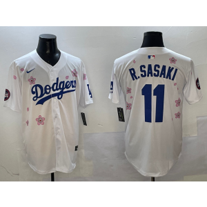 MLB Dodgers 11 R.Sasaki White 2025 Tokyo Series Nike Cool Base Men Jersey