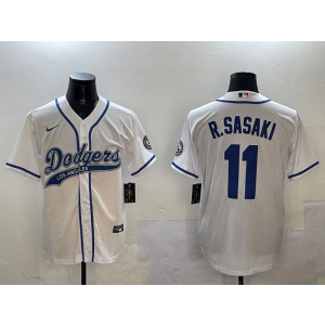 MLB Dodgers 11 R.Sasaki White Nike Cool Base Men Jersey