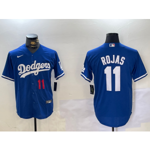 MLB Dodgers 11 Rojas Blue Nike Cool Base Men Jersey