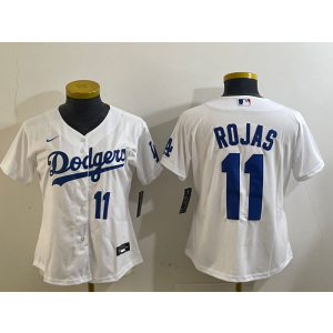 MLB Dodgers 11 Rojas White Nike Cool Base Women Jersey