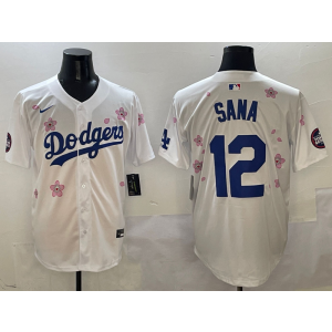 MLB Dodgers 12 Sana White 2025 Tokyo Series Nike Cool Base Men Jersey