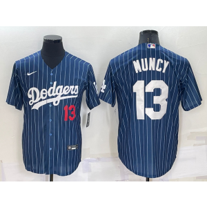 MLB Dodgers 13 Max Muncy Blue Nike Throwback Cool Base Men Jersey