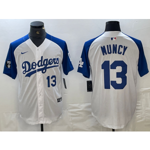 MLB Dodgers 13 Max Muncy Blue White Nike Cool Base Men Jersey