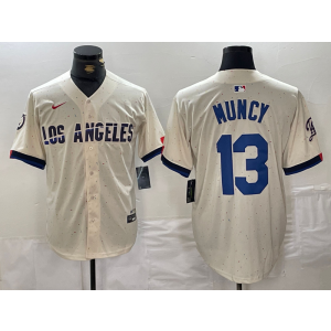 MLB Dodgers 13 Max Muncy Cream Nike Cool Base Men Jersey