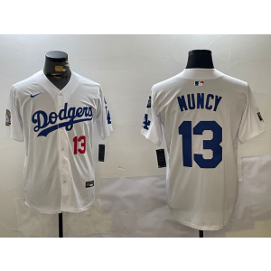 MLB Dodgers 13 Max Muncy White 2024 World Series Nike Cool Base Men Jersey with 34 Patch