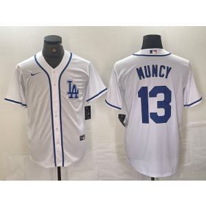 MLB Dodgers 13 Max Muncy White Nike Cool Base Men Jersey
