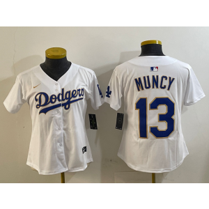 MLB Dodgers 13 Max Muncy White Nike Cool Base Youth Jersey