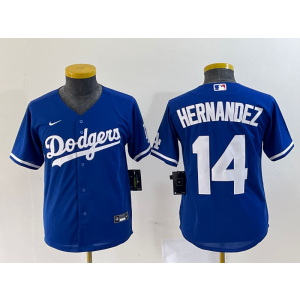 MLB Dodgers 14 Enrique Hernandez Blue Nike Cool Base Youth Jersey