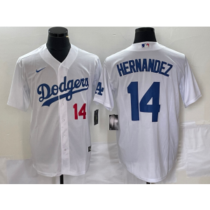 MLB Dodgers 14 Enrique Hernandez White Nike Cool Base Men Jersey