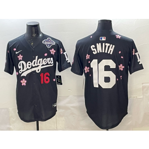 MLB Dodgers 16 Smith Black 2025 World Series Champion Nike Cool Base Men Jersey