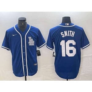 MLB Dodgers 16 Smith Blue Nike Cool Base Men Jersey