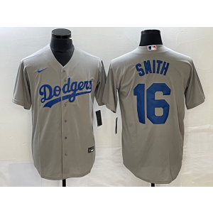 MLB Dodgers 16 Will Smith Grey Nike Cool Base Men Jersey