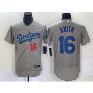 MLB Dodgers 16 Will Smith Grey Nike Flexbase Men Jersey