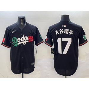 MLB Dodgers 17 大谷翔平 Black Mexico Nike Cool Base Men Jersey