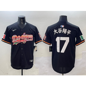 MLB Dodgers 17 大谷翔平 Black Rainbow Nike Cool Base Men Jersey