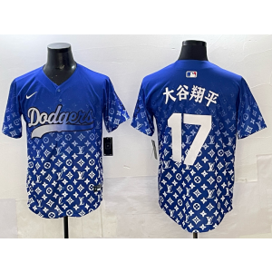 MLB Dodgers 17 大谷翔平 Blue Fashion Nike Cool Base Men Jersey