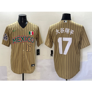 MLB Dodgers 17 大谷翔平 Cream Mexico Nike Cool Base Men Jersey