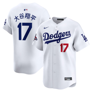 MLB Dodgers 17 大谷翔平 White 2024 World Series Champions Nike Cool Base Men Jersey