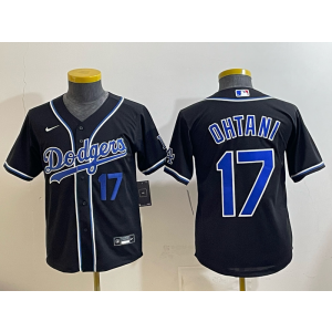 MLB Dodgers 17 Ohtain Black Nike Cool Base Youth Jersey