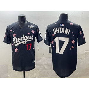 MLB Dodgers 17 Ohtani Black 2025 World Series Nike Cool Base Men Jersey