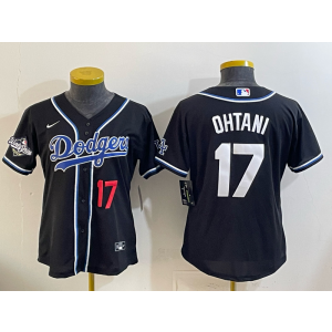 MLB Dodgers 17 Ohtani Black 2025 World Series Nike Cool Base Women Jersey
