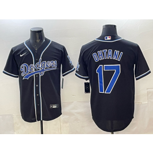 MLB Dodgers 17 Ohtani Black Nike Cool Base Men Jersey