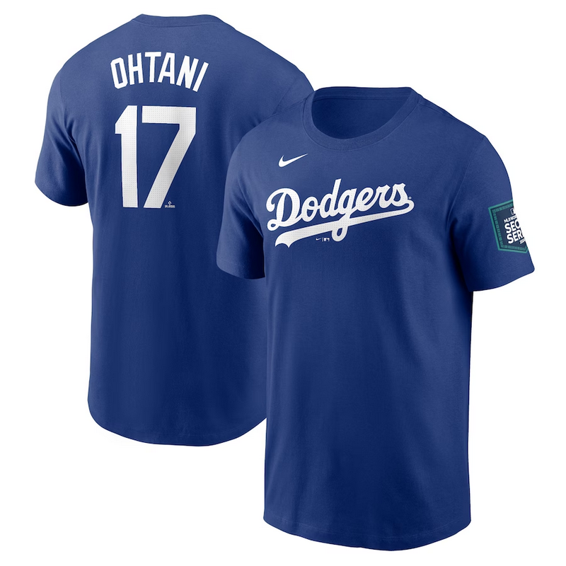 MLB Dodgers 17 Ohtani Royal T-Shirt MLB Dodgers 17 Ohtani Royal T-Shirt