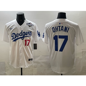 MLB Dodgers 17 Ohtani White 2025 World Series Nike Cool Base Men Jersey