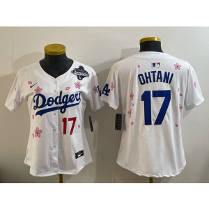MLB Dodgers 17 Ohtani White Tokyo 2025 World Series Champion Nike Cool Base Women Jersey