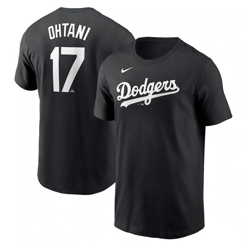 MLB Dodgers 17 Ohtani black T-Shirt