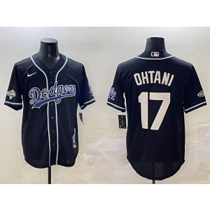 MLB Dodgers 17 Shohei Ohtani Black 2024 World Series Champion Nike Cool Base Men Jersey