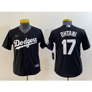MLB Dodgers 17 Shohei Ohtani Black Cool Base Youth Jersey