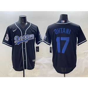 MLB Dodgers 17 Shohei Ohtani Black Nike Cool Base Men Jersey