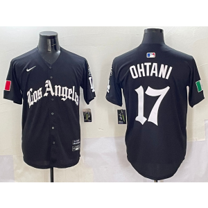 MLB Dodgers 17 Shohei Ohtani Black Nike Cool Base Men Jersey
