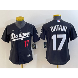 MLB Dodgers 17 Shohei Ohtani Black Nike Cool Base Women Jersey