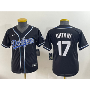 MLB Dodgers 17 Shohei Ohtani Black Nike Cool Base Youth Jersey