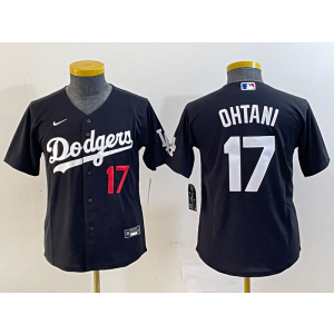 MLB Dodgers 17 Shohei Ohtani Black Nike Cool Base Youth Jersey