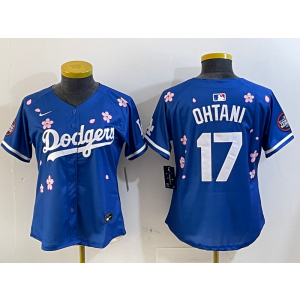 MLB Dodgers 17 Shohei Ohtani Blue 2025 Tokyo Series Nike Cool Base Women Jersey