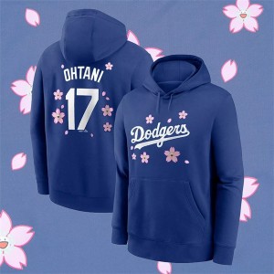 MLB Dodgers 17 Shohei Ohtani Blue 2025 Tokyo Series Pullover Hoodie
