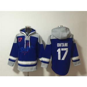 MLB Dodgers 17 Shohei Ohtani Blue Ageless Must-Have Lace-Up Pullover Hoodie
