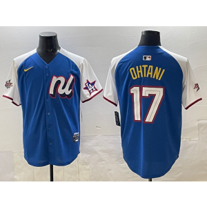MLB Dodgers 17 Shohei Ohtani Blue Alternate 2025 All Star Nike Cool Base Men Jersey 1