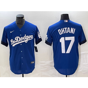 MLB Dodgers 17 Shohei Ohtani Blue City Connect Nike Cool Base Men Jersey