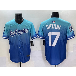 MLB Dodgers 17 Shohei Ohtani Blue Drift Nike Cool Base Men Jersey 1