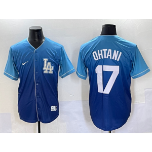 MLB Dodgers 17 Shohei Ohtani Blue Drift Nike Cool Base Men Jersey