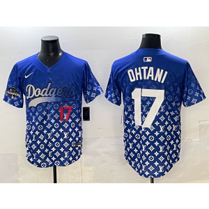 MLB Dodgers 17 Shohei Ohtani Blue Fashion Nike Cool Base Men Jersey