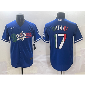 MLB Dodgers 17 Shohei Ohtani Blue Mexico Nike Cool Base Men Jersey