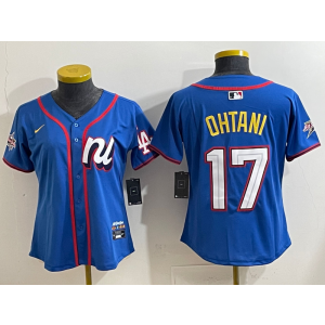 MLB Dodgers 17 Shohei Ohtani Blue National League 2025 All Star Nike Cool Base Women Jersey 2